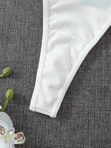 3件組甜辣風蝴蝶結華夫格紋女款丁字褲，細肩帶低腰款，柔軟舒適內著 - 彩色 - 查看 6