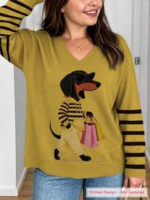 ASHKATIA Women's Sweater, Autumn And Winter Plus Size Clothing, Cute Puppy Print - Multicolor - View 5