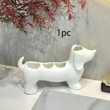 2/1pc Cute Minimalist Dachshund Shaped Bathroom Toothbrush Holder, Multi-Compartment Bathroom Countertop Storage Rack, Multi-Functional Sink Organizer For Electric Toothbrush, Toothpaste, Makeup Brushes - Multicolor - View 15