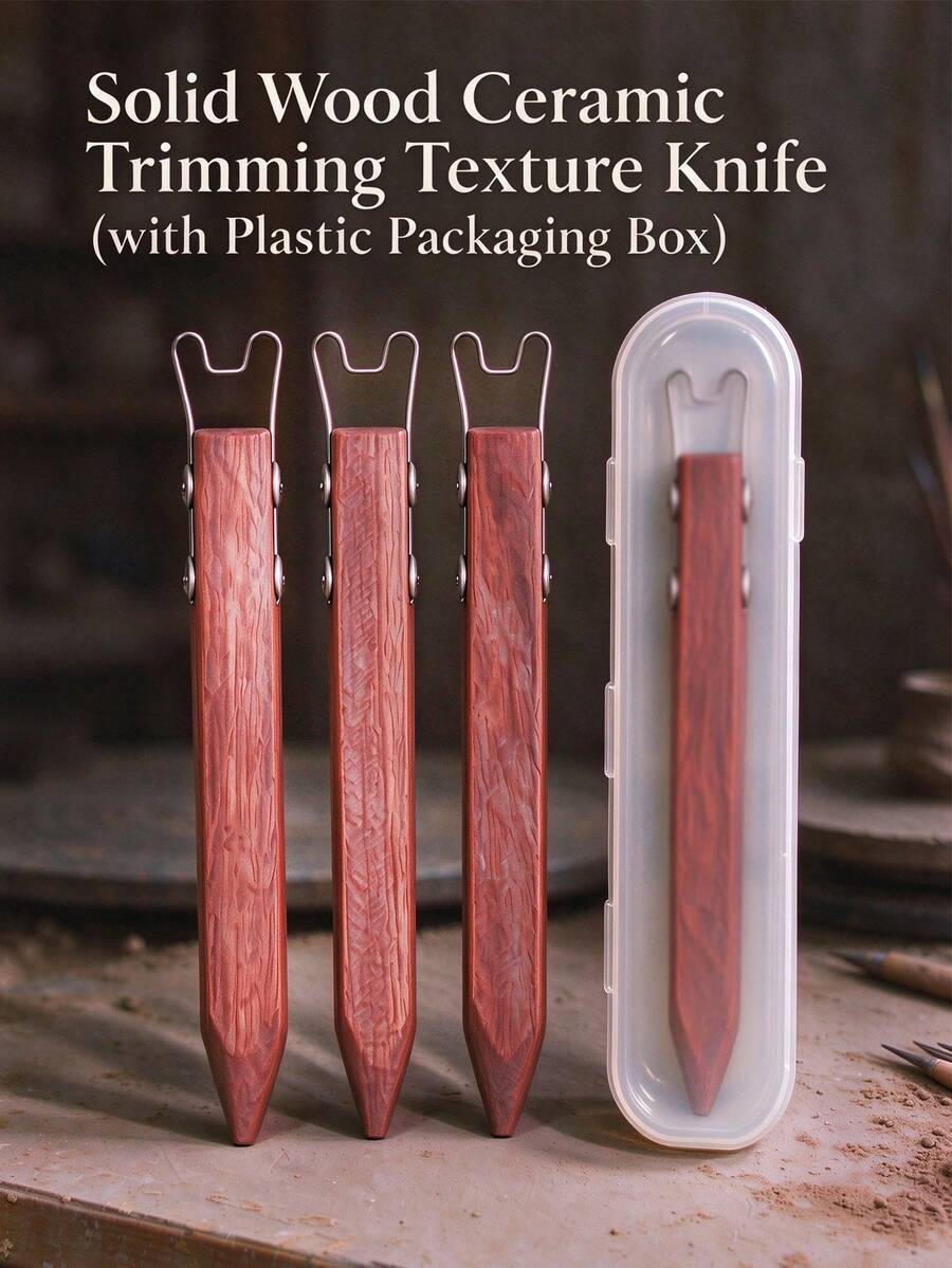 3/2/1pc Clay Trimming Knife, A Professional Sculpting Trimming Tool, Including A Storage Box. Suitable For Clay Shaping, Pottery Trimming, Plaster Mold Refinement, DIY Handicraft Making And Handcraft Creation. - Redwood - View 1