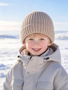 Autumn/Winter Children's Ear Protection Knitted Hat, Solid Color Striped Soft Yarn Beanie, 3-8 Years Old Boys & Girls Versatile Cold Weather Hat - Multicolor - View 5