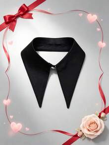 1pc Women's Detachable Fake Collar, Fashionable Large Pointed Collar Fake Shirt Collar, Versatile Detachable Collar, Suitable For Sweaters, Jackets, Daily Casual Wear - White - View 3