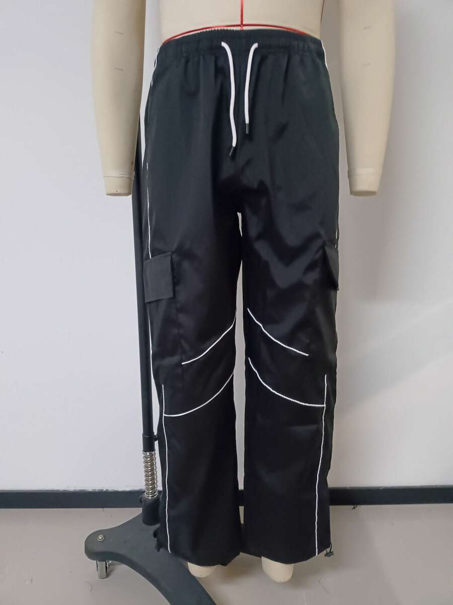 CZRLHYT Men's Cargo Pants Loose Fit Outdoor Tactical Pants Multi-Pocket Hiking Work Long Pants Elastic Waist Casual Pants Camping Travel Pants - Black - View 1