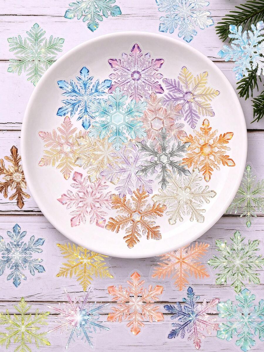 50pcs Colorful Snowflake Stickers Waterproof Decals For Laptop, Water ...