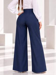 Women Suit Pants - Navy Blue - View 2