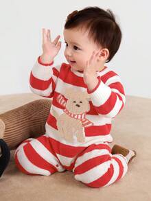 Balabala Baby Romper Newborn Infant Clothing Autumn Winter New Sweat Absorbent Crawler Fashion Cute - White and Red - View 3