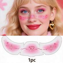 Christmas Freckle Temporary Face Tattoo Stickers - 1pc, Bell Gingerbread Man Reindeer Heart Pattern, Waterproof Self-Adhesive Fake Freckle Tattoo Stickers, Holiday Body Painting Tattoo, Suitable For Christmas Party, Holiday, Rave Music Festival - Multicolor - View 10