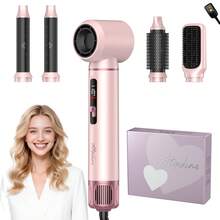 UKLISS 5-In-1 Smart Hot Air Styler - Intelligent Temperature Control Hair Dryer Brush, Creates Smooth, Shiny, Frizz-Free Hair - Pink - Pink - View 13