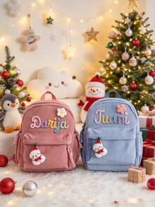 1pc Customizable Name Cute Striped Color Mini Backpack, Lightweight Student School Bag, Back To School First Day Bag, Aesthetic Style Personalized Gift Bag - Multicolor - View 7