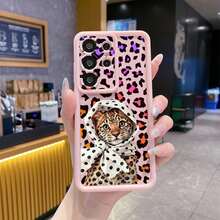 1pc Minimalist Cartoon Leopard Print TPU Shockproof Protective Phone Case, Fashionable Versatile Daily Use, Compatible With Galaxy S26/S25/S24/S23/Galaxy A17/A57/ Y17S/ A3X/ A40 And Honor 200/ Smart 8/ Hot 40i/ G22 Android Series Models - Pink - View 4