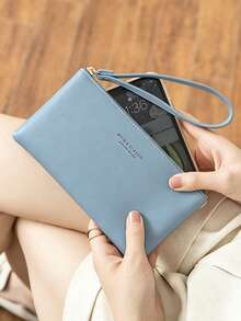 FOREVER MIYIN Women's Wristlet Long Wallet, Zipper Closure Purse, Large Capacity Multi Card Slots, Portable Phone Pouch, Solid Color For Daily Use - Multicolor - View 16