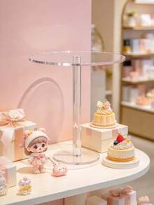 Clear Round Acrylic Display Stand, Desktop Riser Shelf, Cupcake Dessert Display Stand, Makeup Perfume Jewelry Storage Rack, Vanity Bathroom Kitchen Boutique Party Multi-Purpose Display Stand - Clear - View 2