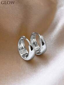 1 Pair Silver Vintage Minimalist Geometric Stud Earrings, Suitable For Young Girl Everyday And Festivals - Geometry a - View 1