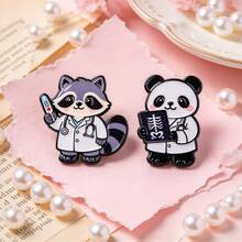 Cartoon Raccoon Panda Doctor Enamel Pins, Cute Medical Lapel Badge, Metal Animal Brooch For Backpack Jacket Hat , Lovely Gift For Healthcare Workers - Multicolor - View 6