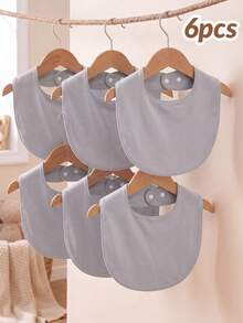 momscare 6pcs Baby Bibs Solid Color Series Minimalist Style Multi-Purpose Use Soft Comfortable Fabric Suitable For 0-3 Years Old Infants - Multicolor - View 6
