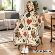 1pc Poker Suit Pattern Adult Haircutting Cape, Adjustable Neck Barber Apron, Lightweight Reusable Styling Cape, Suitable For Hair Salon And Home Hair Dyeing - Multicolor - View 5