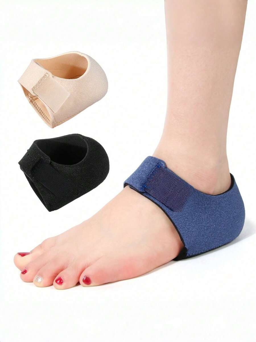 1 Pair Unisex Sports Shock-Absorbing Hook-And-Loop Heel Pad Breathable Sweat-Absorbing Arch Support Insoles - Multicolor - View 1