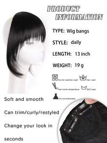 Women's Dark Brown Synthetic Clip-In Bangs, Lightly Trimmed Wispy Fringe With Sideburns, Natural Look, Suitable For Daily And Party Wear - Multicolor - View 4
