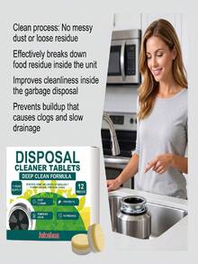 jakehoe 12Pcs Garbage Disposal Cleaner Tablets, Foaming Drain Cleaning Tablets For Kitchen Sink, Fast Dissolving Formula Removes Grime, Grease & Food Residue, Neutralizes Odors, Freshens Disposal Blades & Drain Pipe, Easy Kitchen Care - Liquid - View 7