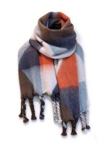 1pc Multicolor Geometric Triangle Pattern Scarf, Autumn/Winter College Style Warm Neck Warmer For Daily Wear - Multicolor - View 3
