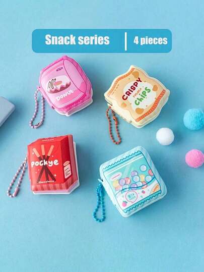 Super Mini Sticky Notes 4pcs/Box Or 1pc Random, Portable Chain Sticky Note Stickers, Cute Sticker Stationery, Suitable For Office School, Back To School Gift