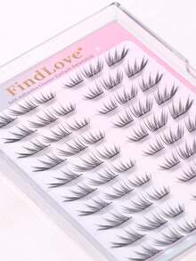 FindLove 60pcs Pre Glued Lashes Large Capacity Fox Eye Cartoon Style Glue Free Lash Natural Pointed Single Cluster Lashes Create Camera-Ready Makeup Look DIY Adhesive Thin Dense Single Cluster False Eyelashes Soft And Lightweight Travel Makeup Tools - C - View 6