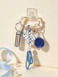 Y2K Style Butterfly Pearl Beaded Bag Charm, Multi-Color Acrylic Pendant Keychain, Sewing Tool Kit Charm, Includes Sewing Tools And Tape Measure, Threader And Needles, With Quick Release Hook. Can Decorate Handbags, Backpacks, Phone Cases And Car Keys, Suitable For Young Women And Ladies And Cross-Stitch, Embroidery And DIY Craft Projects. Fashion Accessory, Also A Great Gift. - Multicolor - View 2