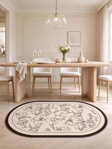 1pc Line Drawing Floral Oval Rug, Bathroom Mat, Bathroom Carpet, Door Mat, Small Rug, Carpet, Floor Mat, Home Decor, Area Rug, Outdoor Mat, Home Decor, Area Carpet, Bedroom Carpet, Washable Rug - Multicolor - View 3