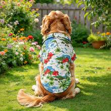 Multi-Color Hawaiian Floral And Leaf Pattern Pet Shirt, Lightweight And Breathable Summer Casual Vacation Style, Popular European And American Best-Selling Cat And Dog Apparel - Baby Blue - View 1