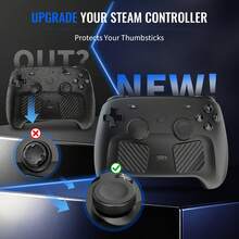 Silicone Anti-Slip Sweat Resistant Thumb Grips Kit For Valve Steam Controller 2026 / Steam Controller 2, Carbon Fiber Touchpad Stickers, 1.5mm & 2mm Back Button Silicone Pads, Ergonomic Texture Grip, Game Controller Gaming Accessories - View 3