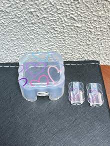 3pcs Set Wavy Pattern Charger Cable Protector UV Painted Colorful Hollow Heart Design Compatible With UK Standard Apple Fast Charger 20W UK Standard Charger Prevent Cable Damage - Multicolor - View 3