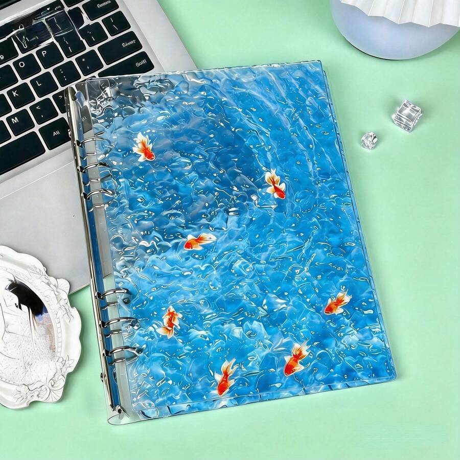 Children's Photo Album/Student Photo Album/Deep-Sea Goldfish Blue A5 Four-Grid Gift Acrylic Loose-Leaf Card Organizer - Multicolor - View 1