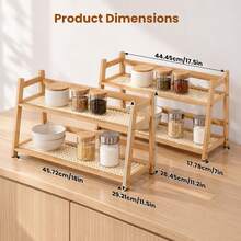 EZIFY 2pcs 2 Tier Standing Shelf Unit For Coffee Bar, Bamboo Plastic ...