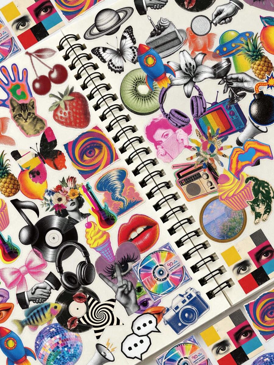 50 st transparenta klistermärken i Y2K-stil, scrapbooking- och junk journal-tillbehör, kreativa och estetiska dekorativa vattentäta klistermärken, lämpliga för mobilskal, surfplattor, mobiltelefoner, bärbara datorer, resväskor, bilar, anteckningsböcker och hjälmar - En-Storlek - Visa 1