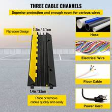 3 Channel Rubber Cable Protector Ramp 1.2 X 1.2 Inch Channel Ramp Speed Bump Heavy Duty Cable Wire Cord Cover Driveway Hose Cable Ramp Protector - 103 X 30 X 5.5 cm - View 3