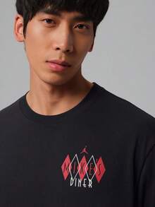 Jordan Men's AS M J NC DINER GFX SS CREW Short Sleeve Knit Collarless T-Shirt TIF3162-010 - Black - View 3