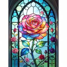 1PC DIY 5D Diamond Painting Kit Rose Pattern - Round Full Drill Art Mosaic Craft, Home Wall Decor, Frameless - No Frame - View 7