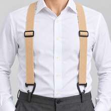 1pc Geometric Pattern Elastic Band Suspenders, 3-Clip, All Season, For Men - A - View 6