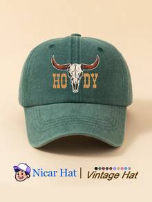 1pc Printed Vintage Washed Men's Baseball Cap With "Bull Head HODY", Lightweight Comfortable Adjustable Multi-Functional Baseball Cap, Unisex Trucker Hat Suitable For Daily Wear, Outfit, Holiday Party And Other Occasions - A - View 10