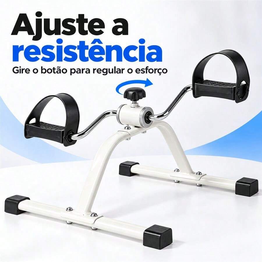 Mini Bike para Uso Sentado com Resistência Ajustável – Mais Movimento na Rotina - Pedal para Braços e Pernas – Branco - Visão 1