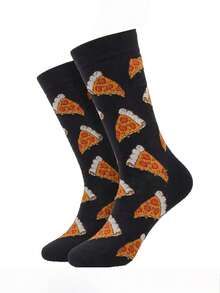 1/4 Pair Delicious Food Print Socks, Comfortable Breathable Mid-Calf Socks, Fun Daily Wear - Multicolor - View 2
