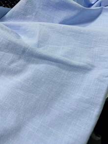 glestore Men's Retro Style Old Coin Aesthetic Pure Cotton Linen Feel Button-Down Long Sleeve Shirt, Casual Versatile Design For All Seasons - Blue - View 9