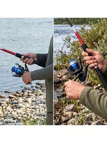 Fiskerrulle med frispolsystem och framdrag, 5,2:1 utväxling, lättvikt 135 g med tre rostfria kullager, förspolad lina och vikbart handtag för fiske i sjö, damm och flod - Fiskespole med frispolsystem - Visa 6