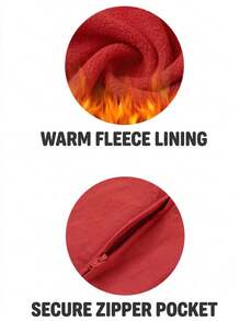 CAMEL CROWN Unisex Loose Striped Stand Collar Fleece Lined Jacket, Water Repellent Preppy Outerwear - Alert Red - View 3