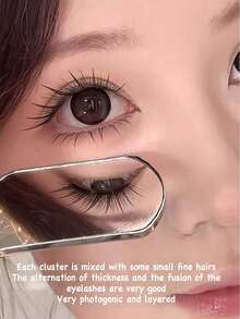 FindLove 60pcs Pre Glued Lashes Large Capacity Fox Eye Cartoon Style Glue Free Lash Natural Pointed Single Cluster Lashes Create Camera-Ready Makeup Look DIY Adhesive Thin Dense Single Cluster False Eyelashes Soft And Lightweight Travel Makeup Tools - C - View 4