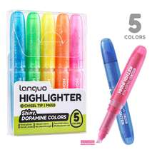 Languo 20 Colors/5 Colors Glitter Highlighter Pens, Fluorescent Pens, Oblique Drawing Pens, Suitable For Painting, Doodling, Journaling And Highlighting - Set - View 2