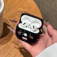 Miniso Marvel Spider-Man Plaid Bluetooth Earphone Protective Case Compatible With AirPods 1/2/3/4/5/AirPods Pro/Pro 2 Cute Cartoon Earphone Case - Black - View 2