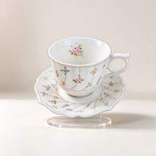 Vintage Floral 2D Flat Acrylic Cup Set, High-Value Tea Cup Decor, Home Desktop Decoration, Simple Fresh Atmosphere Ornament, Great Gift Item, Acrylic 2D Flat - Colorful Little Rose - View 5