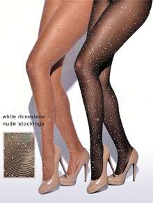 1/2Pairs Women's Fashion Fishnet Rhinestone Tights, Suitable For Matching With Dresses - Multicolor - View 12