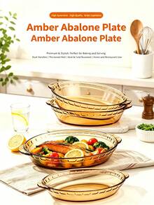 Upgraded Heat-Resistant Glass Baking Dish Abalone Plate Dish Bowl Patio Home Serving Plate Oven Microwave Heating Special Purpose Dessert Tray Kitchen Tray Serving Plate - View 5